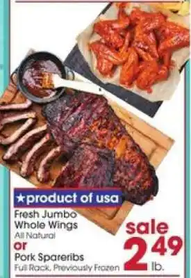 Giant Eagle Fresh Jumbo Whole Wings or Pork Spareribs offer