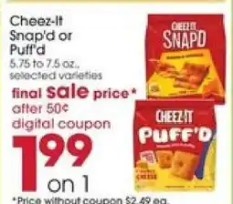 Giant Eagle Cheez-It Snap'd or Puff'd offer