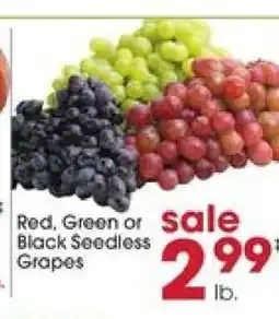Giant Eagle Red, Green or Black Seedless Grapes offer