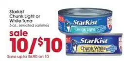 Giant Eagle Starkist Chunk Light or White Tuna offer