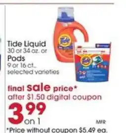 Giant Eagle Tide Liquid or Pods offer