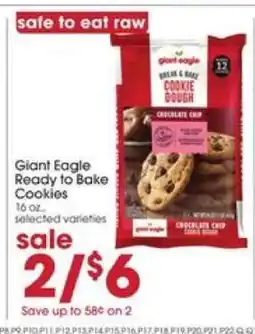 Giant Eagle Giant Eagle Ready to Bake Cookies offer