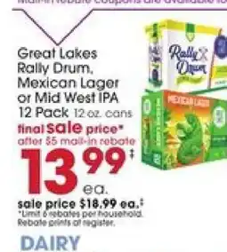 Giant Eagle Great Lakes Rally Drum, Mexican Lager or Mid West IPA offer