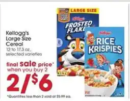 Giant Eagle Kellogg's Large Size Cereal offer