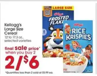Giant Eagle Kellogg's Large Size Cereal offer