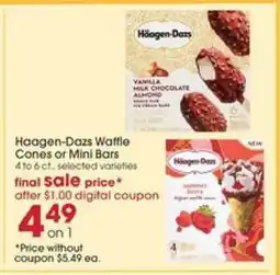 Giant Eagle Haagen-Dazs Waffle Cones or Mini Bars offer