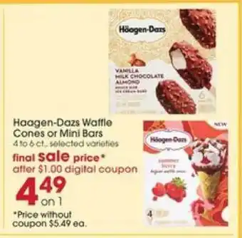 Giant Eagle Haagen-Dazs Waffle Cones or Mini Bars offer