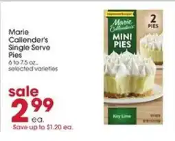 Giant Eagle Marie Callender's Single Serve Pies offer