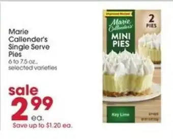 Giant Eagle Marie Callender's Single Serve Pies offer