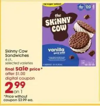 Giant Eagle Skinny Cow Sandwiches offer