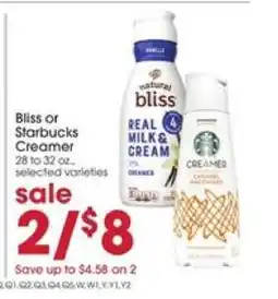 Giant Eagle Bliss or Starbucks Creamer offer