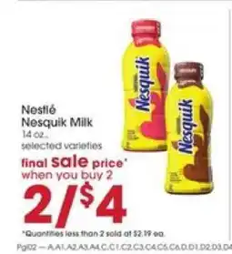 Giant Eagle Nestlé Nesquik Milk offer