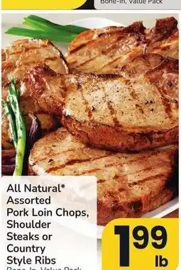 Albertsons All Natural* Assorted Pork Loin Chops, Shoulder Steaks or Country Style Ribs - Bone - In, Value Pack offer