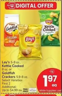 Albertsons Lay's 5-8 oz., Kettle Cooked 8 oz. or Goldfish Crackers 5.9-8 oz. - Select Varieties offer