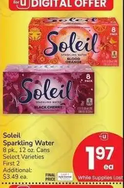Albertsons Soleil Sparkling Water - 8 pk., 12 oz. Cans Select Varieties offer