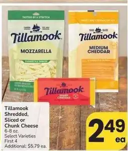 Albertsons Tillamook Shredded, Sliced or Chunk Cheese - 6-8 oz. Select Varieties offer