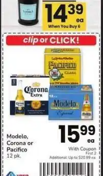 Albertsons Modelo, Corona or Pacifico - 12 pk offer