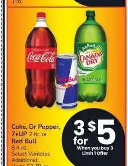 Albertsons Coke, Dr Pepper, 7 UP 2 ltr. or Red Bull 8.4 oz. - Select Varieties offer