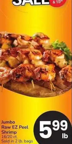 Albertsons Jumbo Raw EZ Peel Shrimp - 16/20 ct. Sold in 2 lb. bags for $11.98 ea offer