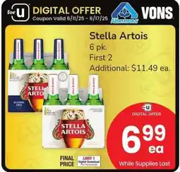 Albertsons Stella Artois* - 6 pk offer