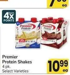 Albertsons Premier Protein Shakes - 4 pk. Select Varieties offer