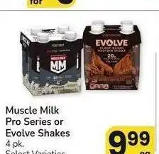 Albertsons Muscle Milk Pro Series or Evolve Shakes - 4 pk. Select Varieties offer