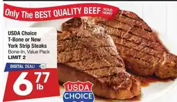 Albertsons USDA Choice T-Bone or New York Strip Steaks - Bone-In, Value Pack offer