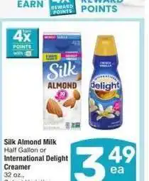 Albertsons Silk Almond Milk Half Gallon or International Delight Creamer 32 oz. - Select Varieties offer