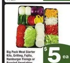 Albertsons Big Pack Meal Starter Kits, Grilling, Fajita, Hamburger Fixings or Roasted Vegetables offer