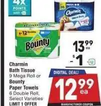 Albertsons Charmin Bath Tissue 9 Mega Roll or Bounty Paper Towels 6 Double Roll - Select Varieties offer