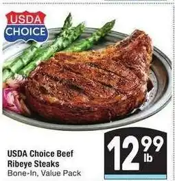 Albertsons USDA Choice Beef Ribeye Steaks - Bone - In, Value Pack offer