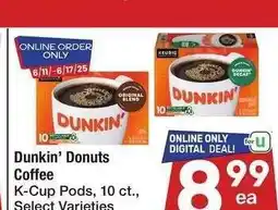 Albertsons Dunkin' Donuts Coffee K-Cup Pods - 10 ct., Select Varieties offer