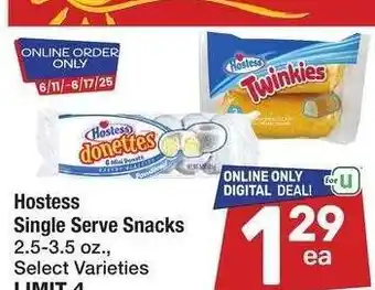 Albertsons Hostess Single Serve Snacks - 2.5-3.5 oz., Select Varieties offer