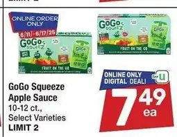 Albertsons GoGo Squeeze Apple Sauce - 10-12 ct., Select Varieties offer
