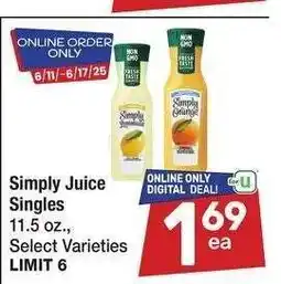 Albertsons Simply Juice Singles - 11.5 oz., Select Varieties offer