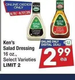 Albertsons Ken's Salad Dressing - 16 oz., Select Varieties offer