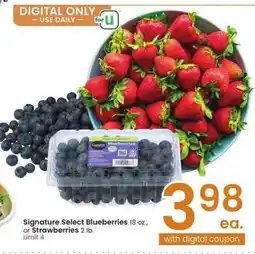 Albertsons Signature Select Blueberries 18 oz., or Strawberries 2 lb offer