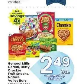 Albertsons General Mills Cereal, Betty Crocker Fruit Snacks, Nature Valley Bars - select sizes and varieties offer