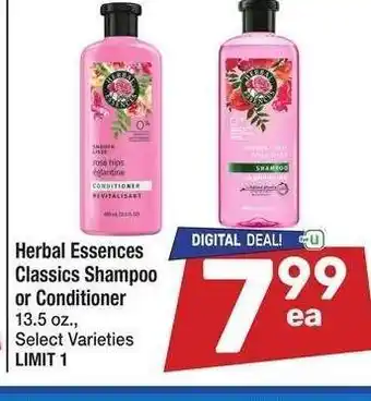 Albertsons Herbal Essences Classics Shampoo or Conditioner - 13.5 oz., Select Varieties offer