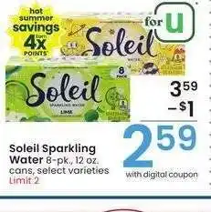 Albertsons Soleil Sparkling Water - 8 - pk., 12 oz. cans, select varieties offer