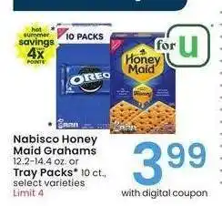 Albertsons Nabisco Honey Maid Grahams 12.2-14.4 oz. or Tray Packs 10 ct. - select varieties offer