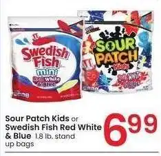 Albertsons Sour Patch Kids or Swedish Fish Red White & Blue - 1.8 lb. stand up bags offer