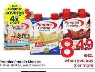 Albertsons Premier Protein Shakes - 4-11 oz. shakes, select varieties offer