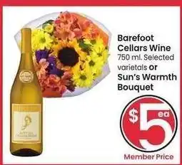 Albertsons Barefoot Cellars Wine or Sun's Warmth Bouquet - 750 ml. Selected varietals offer