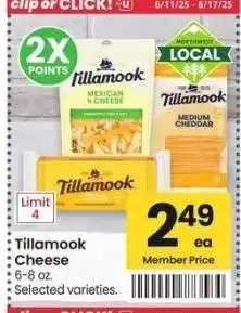 Albertsons Tillamook Cheese - 6-8 oz. Selected varieties offer