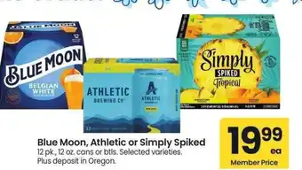 Albertsons Blue Moon, Athletic or Simply Spiked - 12 pk., 12 oz. cans or btls. Selected varieties offer