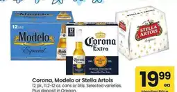 Albertsons Corona, Modelo or Stella Artois - 12 pk., 11.2-12 oz. cans or btls. Selected varieties offer
