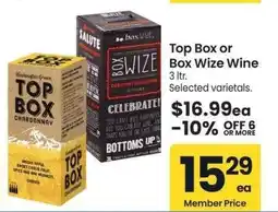 Albertsons Top Box or Box Wize Wine - 3 ltr. Selected varietals offer