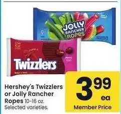 Albertsons Hershey's Twizzlers or Jolly Rancher Ropes - 10-16 oz. Selected varieties offer