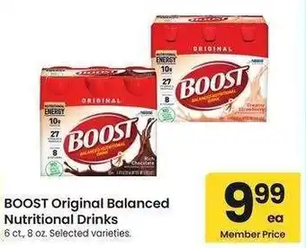Albertsons BOOST Original Balanced Nutritional Drinks - 6 ct., 8 oz. Selected varieties offer